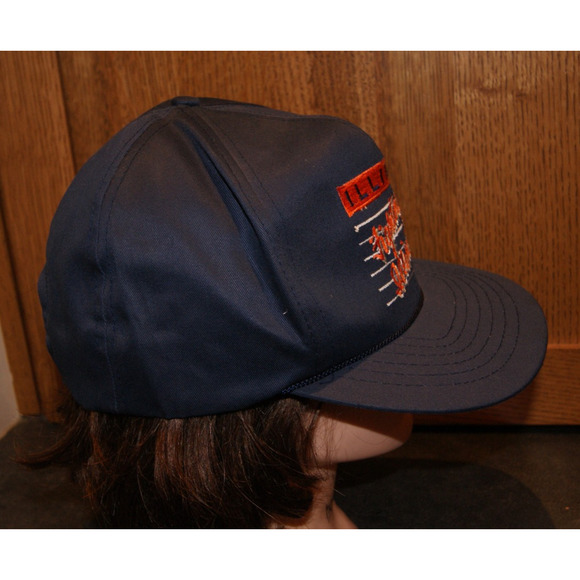 Vintage 80s ILLINOIS FIGHTING ILLINI Script Hat Cap Snapback Chief Illiniwek - Picture 4 of 9